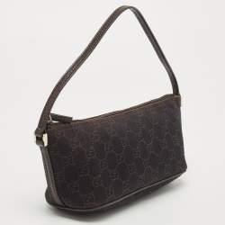 Gucci Dark Brown GG Canvas and Leather Boat Pochette Bag