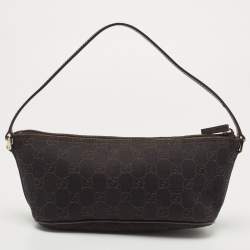 Gucci Dark Brown GG Canvas and Leather Boat Pochette Bag