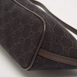 Gucci Dark Brown GG Canvas and Leather Boat Pochette Bag
