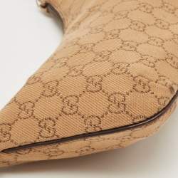 Pre Owned Gucci Beige/Brown GG Canvas and Leather Zip Hobo