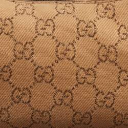 Pre Owned Gucci Beige/Brown GG Canvas and Leather Zip Hobo
