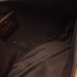 Pre Owned Gucci Beige/Brown GG Canvas and Leather Zip Hobo