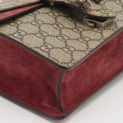 Pre Owned Gucci Old Rose/Beige GG Blooms Supreme Canvas and Suede Mini Dionysus Shoulder Bag