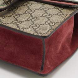 Pre Owned Gucci Old Rose/Beige GG Blooms Supreme Canvas and Suede Mini Dionysus Shoulder Bag