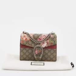 Pre Owned Gucci Old Rose/Beige GG Blooms Supreme Canvas and Suede Mini Dionysus Shoulder Bag
