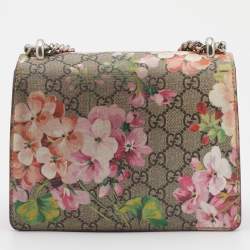Pre Owned Gucci Old Rose/Beige GG Blooms Supreme Canvas and Suede Mini Dionysus Shoulder Bag