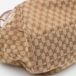 Pre Owned Gucci Beige/Pink GG Canvas and Leather Large Sukey Tote