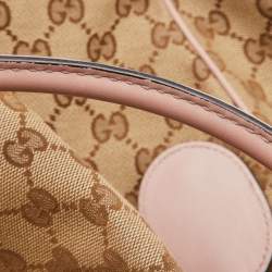 Pre Owned Gucci Beige/Pink GG Canvas and Leather Large Sukey Tote