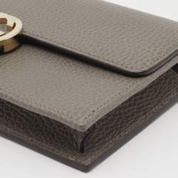 Gucci Grey Leather Interlocking G Flap Chain Clutch 