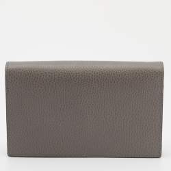 Gucci Grey Leather Interlocking G Flap Chain Clutch 
