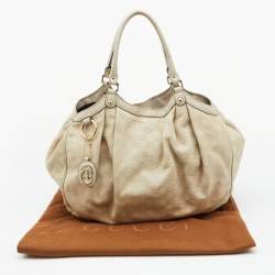 Pre Owned Gucci Off White Guccissima Leather Large Sukey Tote