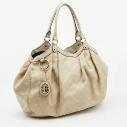Pre Owned Gucci Off White Guccissima Leather Large Sukey Tote
