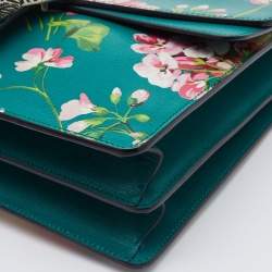 Pre Owned Gucci Green Blooms Leather Medium Dionysus Shoulder Bag