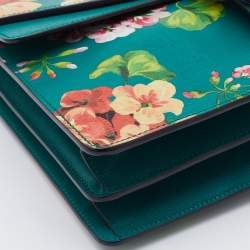 Pre Owned Gucci Green Blooms Leather Medium Dionysus Shoulder Bag