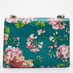Pre Owned Gucci Green Blooms Leather Medium Dionysus Shoulder Bag