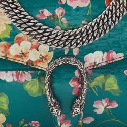 Pre Owned Gucci Green Blooms Leather Medium Dionysus Shoulder Bag