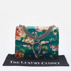 Pre Owned Gucci Green Blooms Leather Medium Dionysus Shoulder Bag