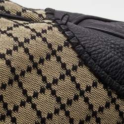 Pre Owned Gucci Black/Beige Diamante Canvas New Jackie Shoulder Bag