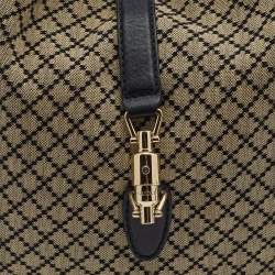 Pre Owned Gucci Black/Beige Diamante Canvas New Jackie Shoulder Bag