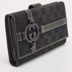 Gucci Black GG Canvas Interlocking G Continental Wallet