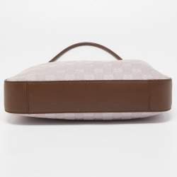 Pre Owned Gucci Brown/Lilac GG Canvas and Leather Clasps Hobo