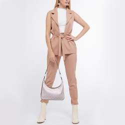 Pre Owned Gucci Brown/Lilac GG Canvas and Leather Clasps Hobo