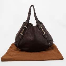 Pre Owned Gucci Dark Brown Guccissima Leather Pelham Shoulder Bag