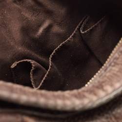 Pre Owned Gucci Dark Brown Leather Web Horsebit Heritage Hobo