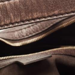 Pre Owned Gucci Dark Brown Leather Web Horsebit Heritage Hobo