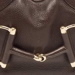 Pre Owned Gucci Dark Brown Leather Web Horsebit Heritage Hobo