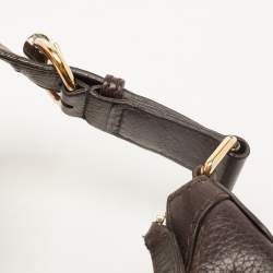 Pre Owned Gucci Dark Brown Leather Web Horsebit Heritage Hobo