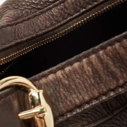 Pre Owned Gucci Dark Brown Leather Web Horsebit Heritage Hobo