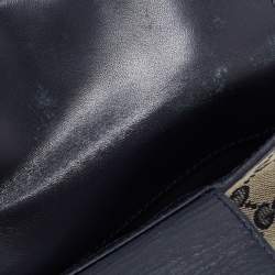 Gucci Navy Blue/Beige GG Canvas and Leather Ladies Web Continental Wallet