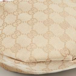 Pre Owned Gucci Beige GG Canvas and Leather Bamboo Handle Hobo