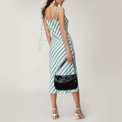 Pre Owned Gucci Black Satin and Beaded Hobo