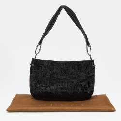 Pre Owned Gucci Black Satin and Beaded Hobo