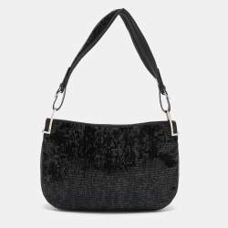 Pre Owned Gucci Black Satin and Beaded Hobo