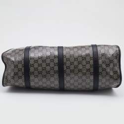 Pre Owned Gucci Grey/Black GG Crystal Canvas and Leather Large Bardot Joy Tote