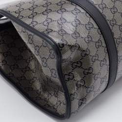 Pre Owned Gucci Grey/Black GG Crystal Canvas and Leather Large Bardot Joy Tote