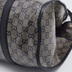 Pre Owned Gucci Grey/Black GG Crystal Canvas and Leather Large Bardot Joy Tote