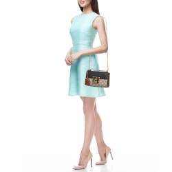 Pre Owned Gucci Black/Beige GG Supreme Canvas and Leather Small Padlock Shoulder Bag