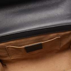 Pre Owned Gucci Black/Beige GG Supreme Canvas and Leather Small Padlock Shoulder Bag