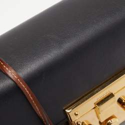 Pre Owned Gucci Black/Beige GG Supreme Canvas and Leather Small Padlock Shoulder Bag