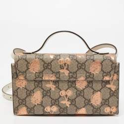 Pre Owned Gucci Brown/Beige GG Supreme Canvas Berry Print Mini Padlock Shoulder Bag