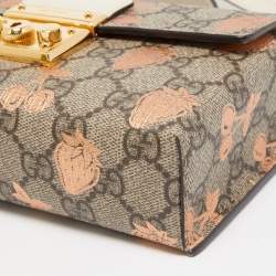 Pre Owned Gucci Brown/Beige GG Supreme Canvas Berry Print Mini Padlock Shoulder Bag