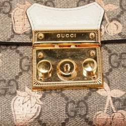 Pre Owned Gucci Brown/Beige GG Supreme Canvas Berry Print Mini Padlock Shoulder Bag