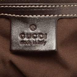 Pre Owned Gucci Ebony/Beige GG Canvas and Leather Small Studded Hobo