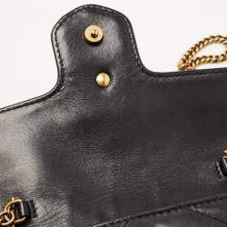 Pre Owned Gucci Black Matelassé Leather Super Mini GG Marmont Shoulder Bag