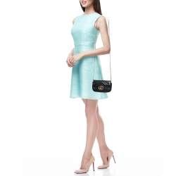 Pre Owned Gucci Black Matelassé Leather Super Mini GG Marmont Shoulder Bag