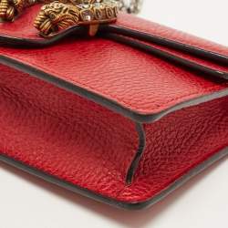 Gucci Red Leather Super Mini Dionysus Chain Bag
